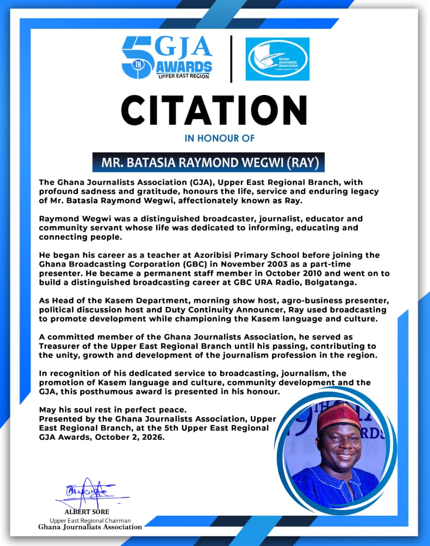 GJA Honours Late Raymond Wegwi Posthumously, Veteran Journalist Sophia-Stacey Ackumey